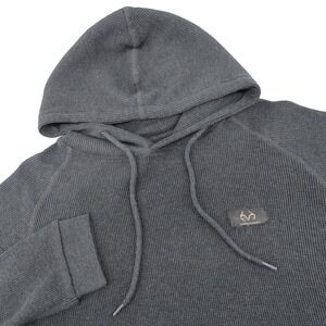 NEW Realtree Thermal Hoodie Gray Waffle Knit Long Sleeve Pocket Mens Size Large
